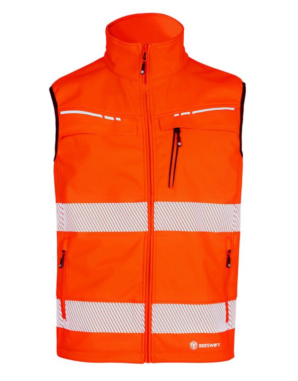 DELTIC HI-VIS ORANGE SOFTSHELL BODYWARMER