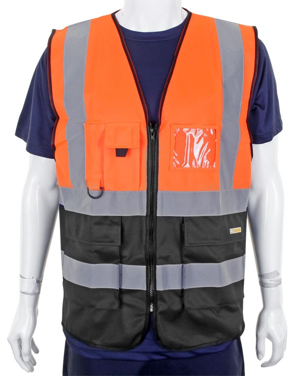 TWO TONE EXECUTIVE WAISTCOAT ORANGE / BLACK