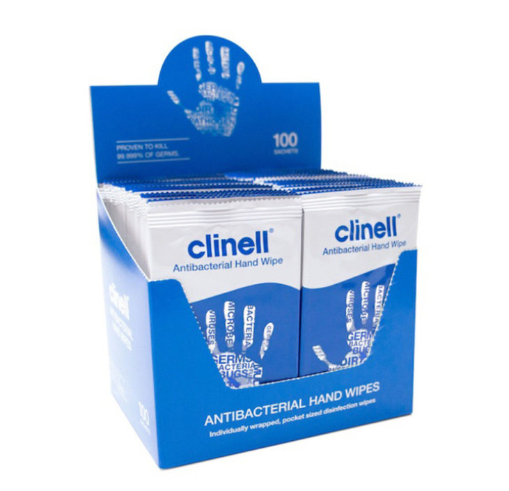 CLINELL ANTIBACTERIAL HAND WIPES INDIVIDUALLY WRAPPED