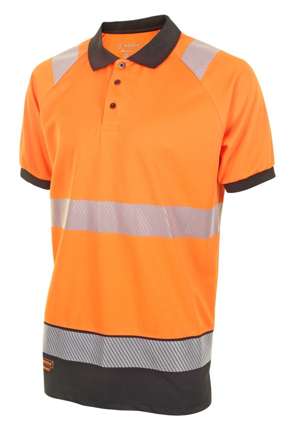 HIVIS TWO TONE POLO SHIRT SHORT SLEEVE ORANGE / BLACK