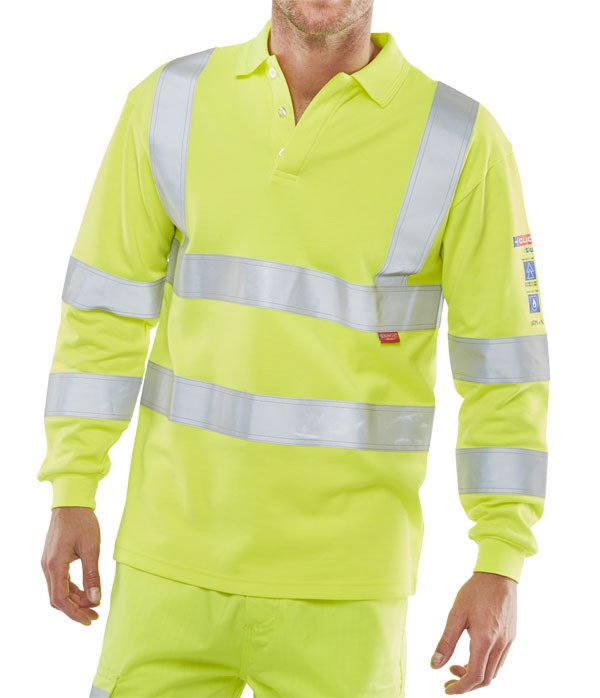 ARC FLASH HI VIZ POLO SHIRT SATURN YELLOW