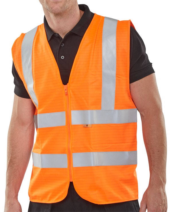 FIRE RETARDANT HI-VIS WAISTCOAT ORANGE