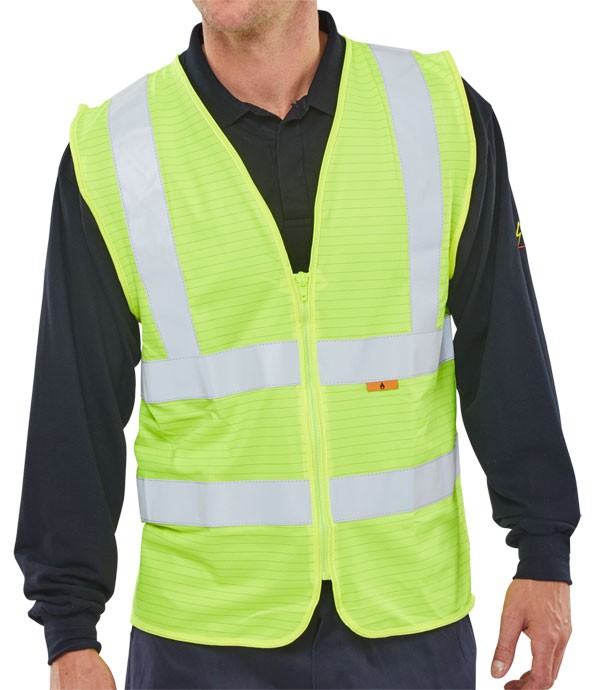 FIRE RETARDANT HI-VIS WAISTCOAT SATURN YELLOW