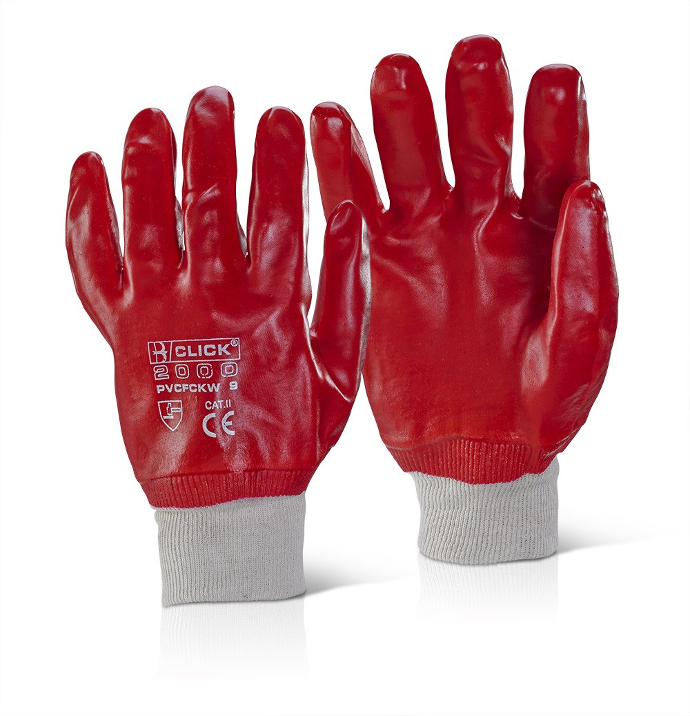PVC FULLY COATED KNITWRIST RED