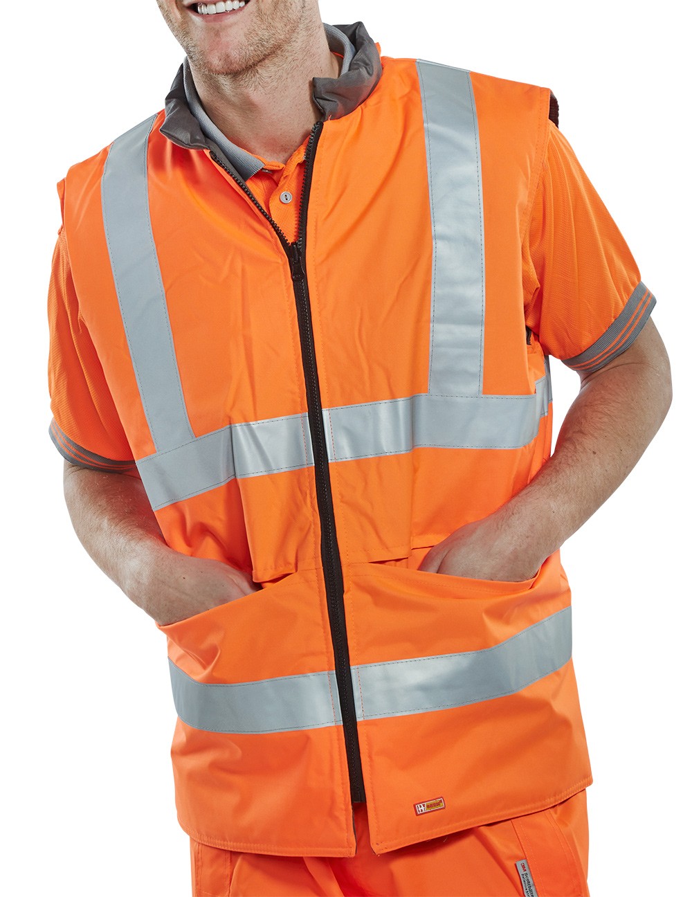 REVERSIBLE BODYWARMER ORANGE / GREY