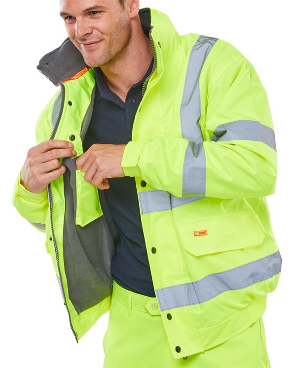 HIGH VISIBILITY FLEECE LINED BOMBER JACKET SATURN YELLOW
