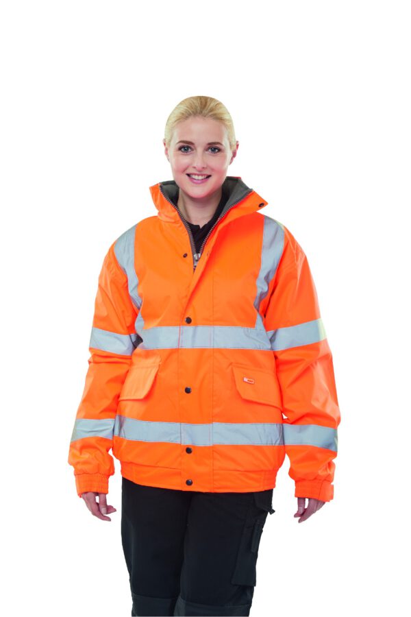 HIGH VISIBILITY FLEECE LINED BOMBER JACKET ORANGE