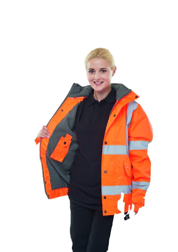 HIGH VISIBILITY FLEECE LINED BOMBER JACKET ORANGE