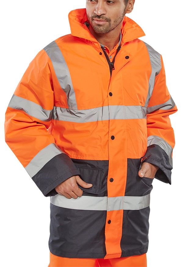 TWO TONE TRAFFIC JACKET ORANGE / NAVY