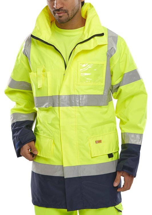 TWO TONE BREATHABLE TRAFFIC JACKET SATURN YELLOW / NAVY